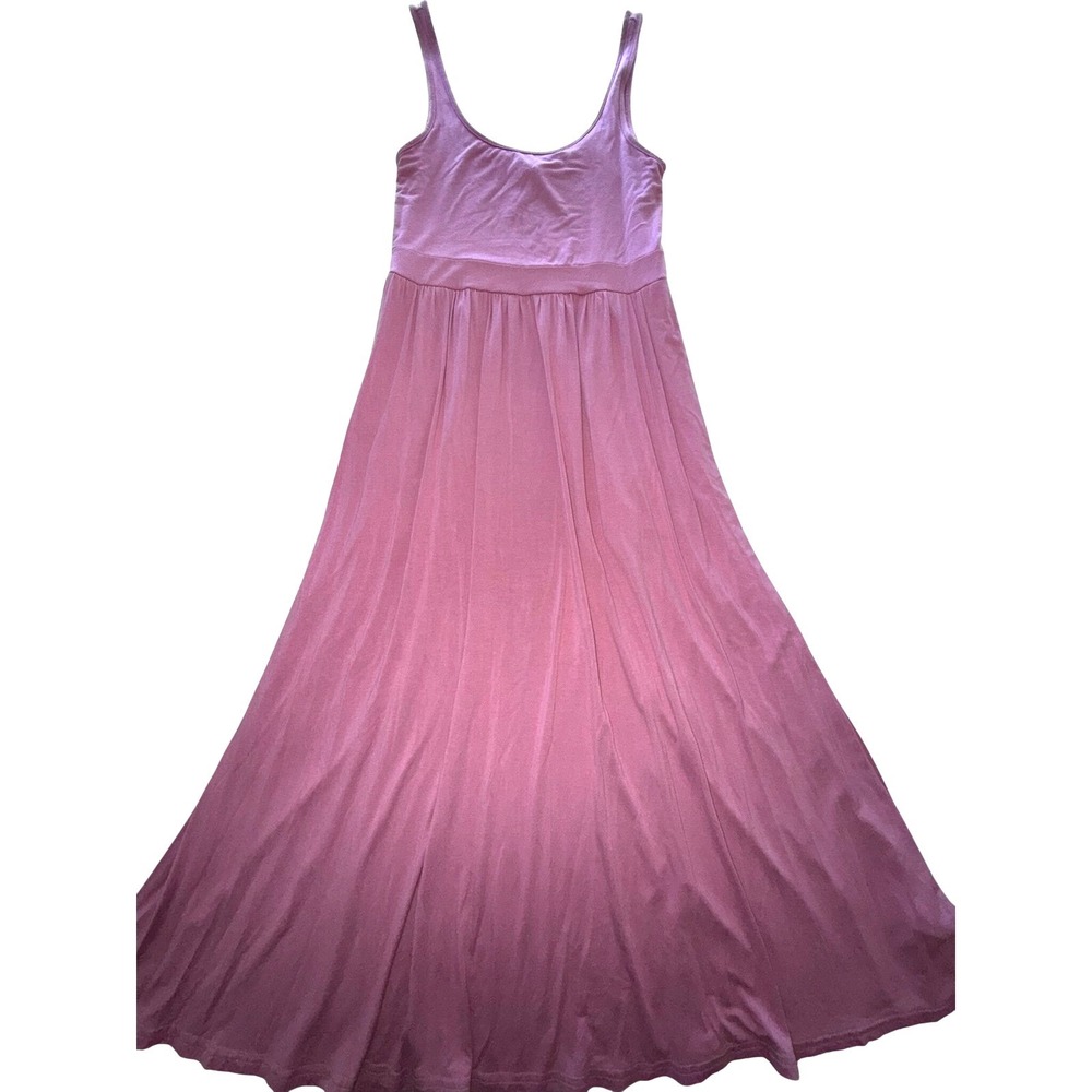 Stitchdrop Women's Pink Empire Waist Maxi Dress Sleeveless Pockets Jersey